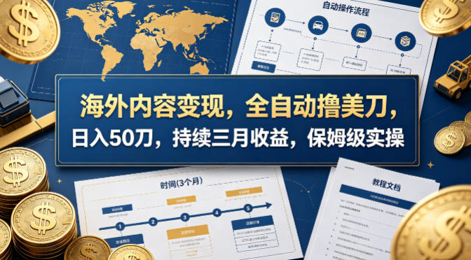 海外内容变现，全自动撸美刀，日入50刀，持续三月收益，保姆级实操【揭秘】-米多多云网创