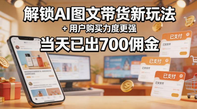 AI 图文带货新赛道|玩法全新升级,下单意愿拉满,当天实测出 700 佣金,保姆级拆解教程-米多多云网创
