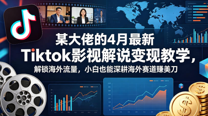 影视解说赚美刀|Tiktok 大佬 4 月专属教程,吃透海外流量逻辑,新手也能长期深耕-米多多云网创