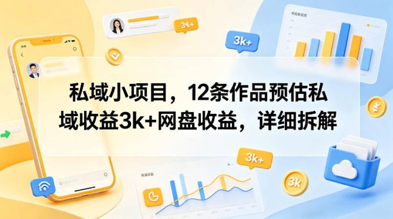 私域引流小项目|只做 12 条作品,预估私域收益 3k+,附带网盘收益,全程详细拆解-米多多云网创