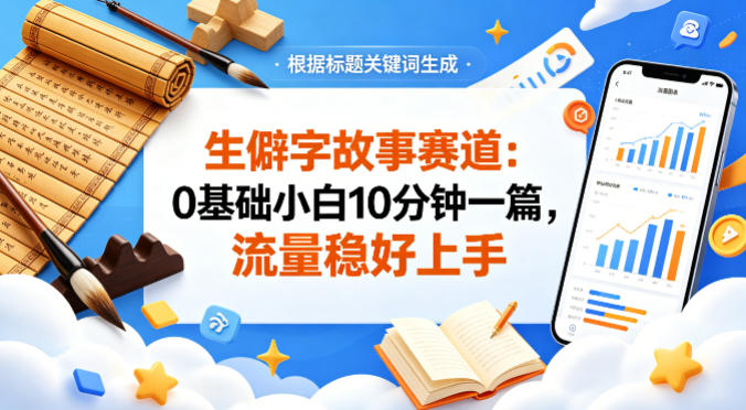 小白必冲的公众号流量主赛道, 生僻字故事!无门槛、好上手,10分钟快速出稿,流量稳定不内卷,轻松解锁被动收入-米多多云网创
