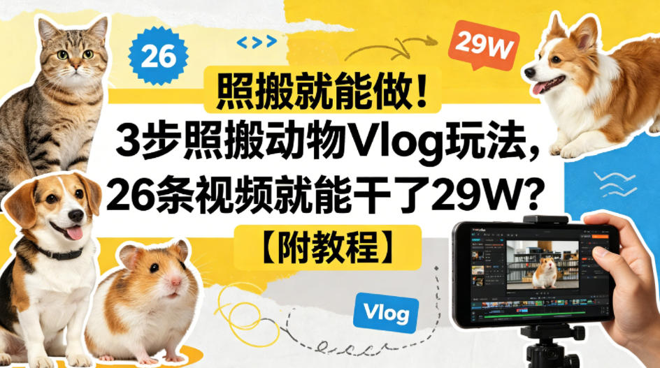 零基础小白照搬就能做!3 步照搬动物 Vlog 玩法,26 条视频变现 29W【附教程】【赠 coze 一键生成工作流】-米多多云网创